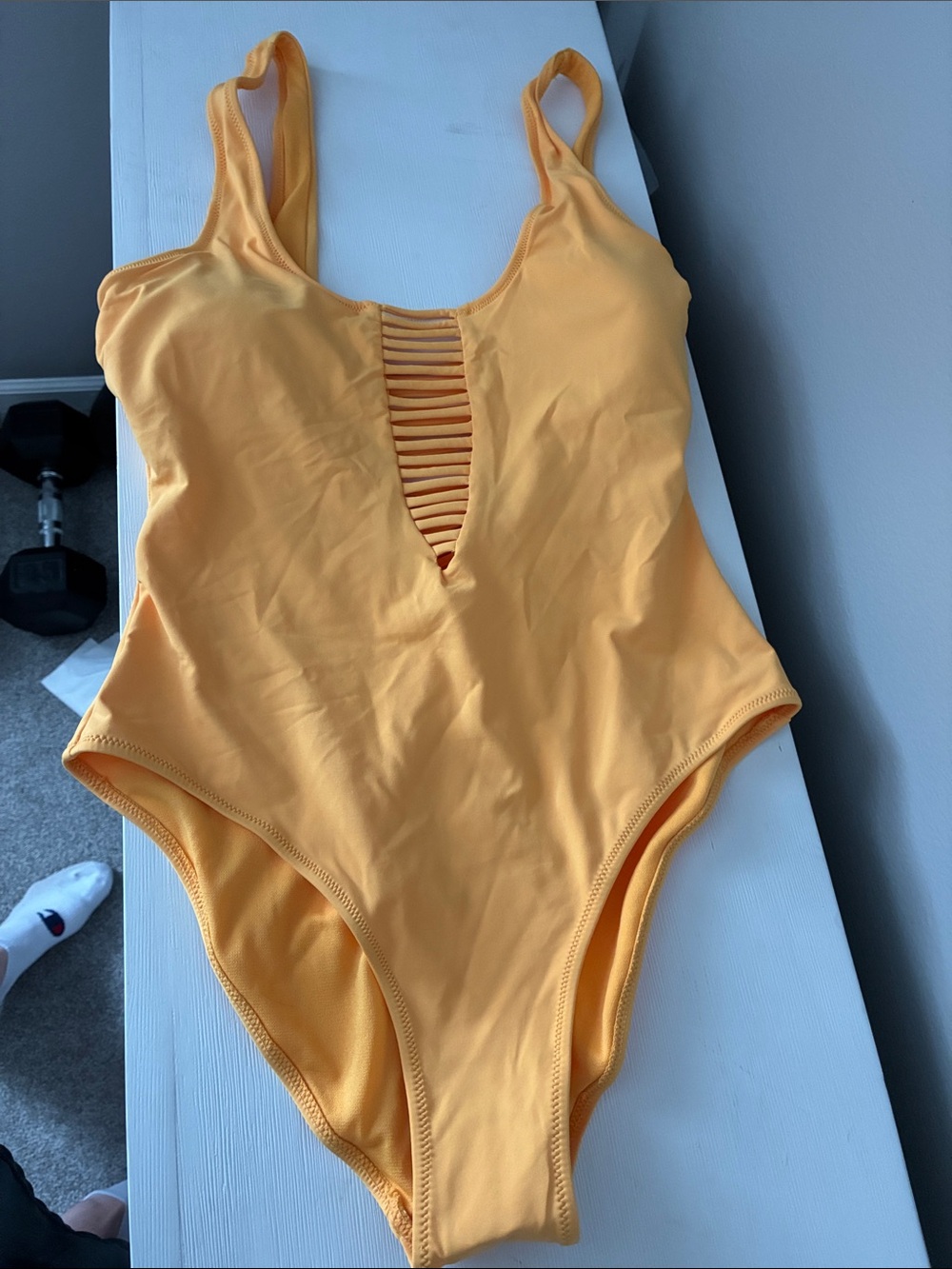 TiniBikini Yellow One-Piece with Ladder Front Detail